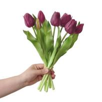 Artificial Tulip Flower 12  Real Touch Long Stem Fake Tulip Flower for Spring Easter Home Kitchen Wedding Dining Table Centerpiece brown