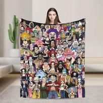 Anime Blankets Monkey D Luffy Flannel Funny Warm Throw Blankets for Bedding Lounge Autumn/Winter 30x40in black
