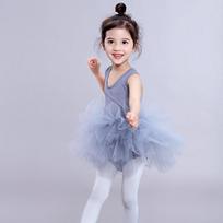 Girls' Tutu Skirt Children's Performance Clothing Cross-border Hot Selling Printed Mesh Dance Skirt Tutu Skirt Dress Girl 120cm pilka