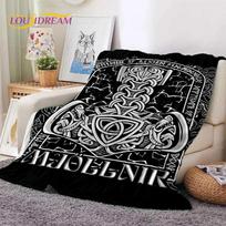 Šiaurės vikingų Odino Valhalos Valknut minkštas flanelinis pledas lovoms, miegamajam, sofai, iškylai, metamas pledas lauko poilsiui, miegui, dovana 75x90cm gray
