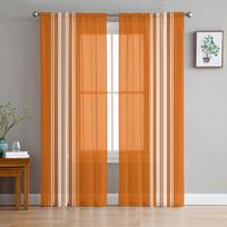 Kaimiškos juostos Juodos ir baltos permatomos užuolaidos svetainei, miegamajam, tiulinės langų užuolaidos virtuvės dekoravimui 135W x 114H(cm) orange