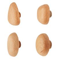 Contemporary Wood Wall Hooks with Strong Adhesive Backing Stone Shape Hooks Pack of 4 Ideal for Hanging Jackets & Hats beige