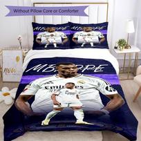Mbappe Bedding Set Breathable Duvet Cover with Pillowcases Decorative Bed Linen for Bedroom Home Decoration Birthday Gift 135cmx200cm