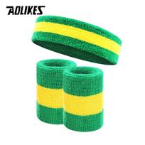 Aolikes Unisex Sportinė riešo juosta prakaito surinkėjas Unisex riešo apsauga Kvėpuojanti Bėgimui Badmintonui Krepšiniui Prakaito juostos Sportui Saugus naudojimas green