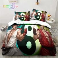 Street Fighter Printed 3D Bedding Set Duvet Cover Pillowcases Single Twin Full Queen King Size Home Decor Pillowcase Boys Gift 70x133cm 2pcs black