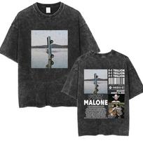 Reperis P-Posts M-Malones Vintažiniai Skalbiami Marškinėliai Vyriški Hip Hop Mada Dideli Marškinėliai Gotikiniai Drabužiai Marškinėliai 2XL gray