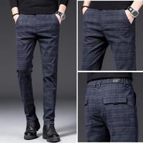 Rudens ir žiemos vyriškos laisvalaikio kelnės Slim Fit Stretch Feet Vyriškos korėjietiško stiliaus kelnės languotos plius dydžio laisvalaikio ilgos kelnės 38 black