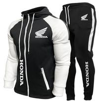 Honda Fleece Pamušalo Racing Sportinis Kostiumas 2 Dalys | Užtraukiamas Su Gobtuvu Greitai Džiūstantis Šiltas | Athleisure Fitnesas Lauke Sporto Salė Aukšto Našumo KP5 L