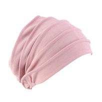 Moterų medvilniniai kvėpuojantys hidžabai Turbanas Elastingas galvos apdangalas Chemoterapijos kepuraitė One Size rožinė