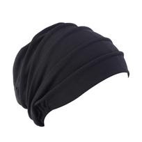 Moterų medvilniniai kvėpuojantys hidžabai Turbanas Elastingas galvos apdangalas Chemoterapijos kepuraitė One Size juoda