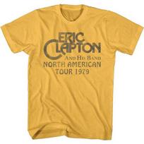 Eric Clapton And His Band Nort America Tour 79 Men's T-Shirt Rock Concert Merch - Men's Summer Cotton Graphic Tee M brown