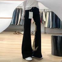 Women's Black Micro-Flare Low-Rise Jeans - Slimming, Plus Size, High-End Straight Leg for Autumn 2025. XXL gray