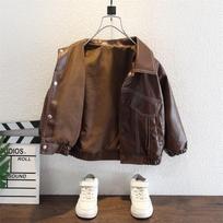 Boys' Leather Jacket with Exposed Stitch - Trendy Korean Style for Spring & Autumn 2023 110 cm ruda