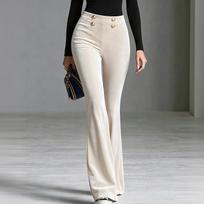Women's Stylish High Waist Slim Fit Flared Casual Pants in Colors XL white