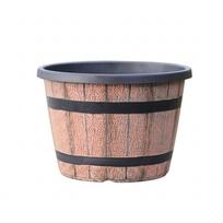 Round Plastic Barrel Flowerpot Drainage Hole Matching Saucer Garden Flower Pot Thickened Corrosion-Resistant Succulent Planters (as the picture,S)
