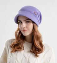 Winter Fleece Lined Small Brim Knitted Hat Women Soft Stretchy Warm Beanie Cap for Cold Weather Outdoor Use One Size
