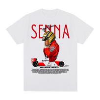 Brazilian Ayrton Senna T-shirt Vintage Graphic Breathable pure Cotton Men T shirt Summer New Fashion Men's Women's T-shirt XXL white