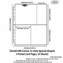 10pcs Single Side Binder Card Sleeves Pages Small A4 Card Album Refill Pages  4/6/7 Inch Postcards Standard 4-grid gray