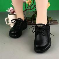 Single shoes women's round head lace-up muffin platform leather shoes autumn new casual versatile comfortable soft-soled shoes 40