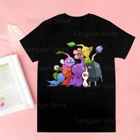 Pikmin Unisex Anime Cartoon Design Men Tee Shirt Homme Summer Tops Short Sleeve Vintage Style 4XL white