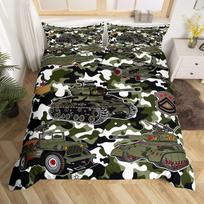 Army Duvet Cover Sets for Teens Adults Queen Quilt Covers Lightweight Down Room Decor 2 Pillowcases 1 Duvet Cover No Comforter (135x200cm) black