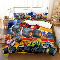 3D Print Blaze Cartoon Monster Machines Comfortable Duvet Quilt Cover Pillowcase Bedding Set Bedroom Decoration Home Textile 70x133cm blue