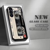 Retro kasetės grūdinto stiklo telefono dėklas, tinkantis Samsung Galaxy S26 S25 S24 S23 S22 S20 FE/Ultra/Plus, apsaugantis nuo kritimo galinis dangtelis GalaxyS26Plus