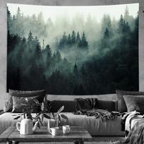 VIKAMA Misty Forest Tapestry Dark Pine Forest Background Cloth Living Room Background Wall Room Decoration 125x150cm (50x60in) gray
