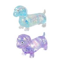 2/3Pcs Glitter Dachshund Stress Ball Clear Sausage Dog Stress Relief Squeeze Toy Anxiety Relieving Slow Rising Animal Sensory Toy white