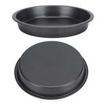 2Pcs Non Stick Pizza Pan Deep Thickened Carbon Steel Baking Pan for Kitchen Bakery 9 Inch black
