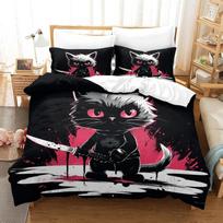 Anime Cat Duvet Cover Set 3D Printed Bedding Set with Pillow Cases Cartoon Quilt Cover For Kids Teens Boys Girls Super King AU King 245*210cm/96x83in 3pcs