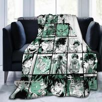 My Hero Academia Collage Anime Midoriya Izuku Throw Blanket Fuzzy Warm Throws for All Season 3D Print Soft Coral Fleece Fabric 40x50in