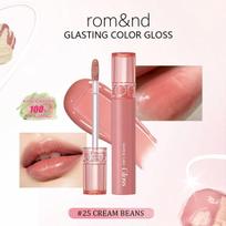 rom&nd Glasting Color Gloss 21-25, High-Gloss Plump Glass-Like Texture, Covers Lip Lines, Korean Cosmetics, , Gift Set 4g/0.14 Oz. 25 CREAM BEANS