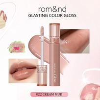 rom&nd Glasting Color Gloss 21-25, High-Gloss Plump Glass-Like Texture, Covers Lip Lines, Korean Cosmetics, , Gift Set 4g/0.14 Oz. 22 CREAM MUD beige