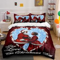 Santa and Mrs. Claus in Love Bedding Duvet Cover Set  (1*Duvet Cover 2*Pillowcases, without duvet insert) 135x200cm