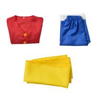 Girls Anime Luffy Cosplay Costume with Straw Hat for Boys Halloween Carnival Uniform Coat Pants Belt Full Set Dress Up 150 blue