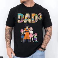 Dragon Ball Tėčio Marškinėliai, Super Saiyan Tėvo Dienos Marškinėliai, Goku Šeimos Parodijos Dovana, Personalizuotas Anime Tėčio Gimtadienis 140 black