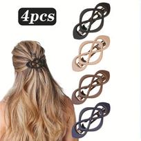 4Pcs Spring Clip Cross Ponytail Half Tie Hairpin Back Head Disc Hair One-word Clip Women's Hair Accessories black