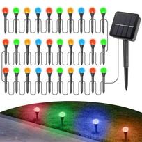 Lauko saulės sodo žibintai, į žemę įsmeigiami girliandiniai žibintai, RGB aplinkos apšvietimas, atsparūs vandeniui, 8 režimai, kempingo girliandos žibintai, puikiai tinka sodams, vejoms, black