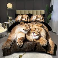 Animal Lion Bedding Quilt Cover, Washable Microfiber Quilt Cover Soft and Comfortable Two/Piece Set AU Double(180x210cm) black
