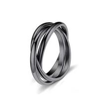 2025 Handmade Personalized Element Circle Men's and Women's Trendy Three Ring Necklace Simple Ins Smooth Couple Jewelry 12 gray