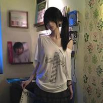 TrendHub  Japanese Rivet Cross T Shirt Women V Neck Loose Casual Tops American Retro Y2k Vintage Graphic Tops Streetwear L black
