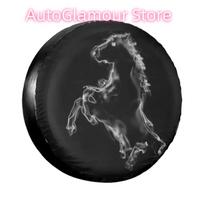 Black Horse Patronus Spare Tire Cover Case Bag Pouch Waterproof Animal Wheel Covers for Mitsubishi Pajero 14  15  16  17  Inch 14inch