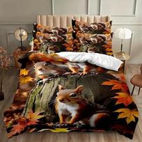 Squirrel Duvet Cover Duvet Cover With Squirrel Pattern Suitable For Children Kids And Adults Soft Comfortable And Breathable EU Single(135*200cm)3pcs white