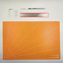 Self Healing Craft Cutting Mat Set A3/A4/A5 PVC Pad With Utility Knife And Ruler For Leather Sewing DIY Engraving Board Tools A5 21x14cm beige