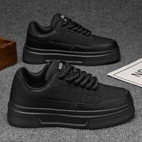 Men Low Top Platform Skate Shoes, Thick Sole Height Increasing Casual Athletic Board Sneakers 43 black