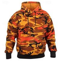 Vyriškas džemperis su gobtuvu Raudonas Violetinis Oranžinis Žalias Chaki Spalvos Su gobtuvu Camouflage Kišenė Sportui ir Lauko veiklai 2XL black