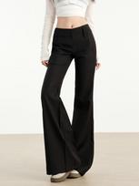 Low Rise Black Flare Pants Women Autumn Winter Korean Fashion Elegant Slim Fit Suit Trousers S black