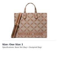 MICHAEL KORS Fabric Crossbody Tote Handbag Large Women's Ecru & Leather Brown 30S3G3GT3J-969 One Size 1 gray