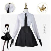 Akiko Yosano Cosplay Bungo Stray Dogs Kostiumai Seksualus Pamišęs Uniforminis Marškinys Sijonas Kaklaraištis Perukas Pirštinė Kojinė Kostiumas Moterims Comiket M smėlis